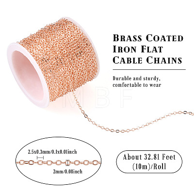 Brass Coated Iron Flat Cable Chains CH-TAC0007-02RG-1