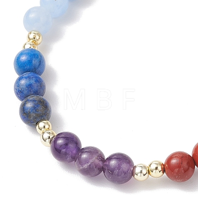Natural Amethyst & Red Jasper & Red Aventurine & Synthetic Hematite & Lapis Lazuli & Citrine & White Jade & Green Aventurine Beaded Stretch Bracelets for Girls BJEW-JB12174-1