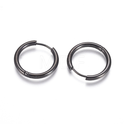 304 Stainless Steel Huggie Hoop Earrings EJEW-F111B-21mm-B-1