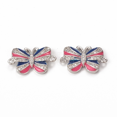Brass Micro Pave Cubic Zirconia Connector Charms KK-E068-VB407-2-1