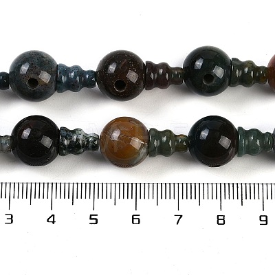 Natural Indian Agate 3-Hole Guru Beads Strands G-H064-E02-01-1