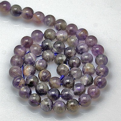 Natural Amethyst Round Bead Strands G-L170-8mm-03-1