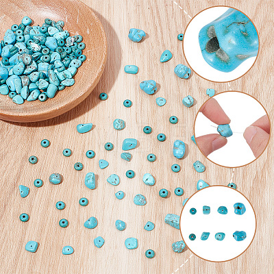 280Pcs 4 Styles Dyed Natural Magnesite and Synthetic Turquoise Beads G-SC0003-86-1
