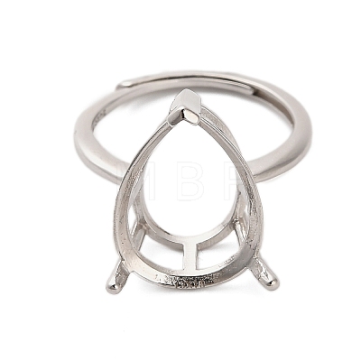 Rhodium Plated 925 Sterling Silver Adjustable Ring Components STER-NH0016-01D-P-1