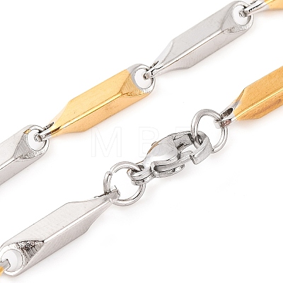 304 Stainless Steel Rectangle Link Chain Necklaces for Women NJEW-G140-05GP-1