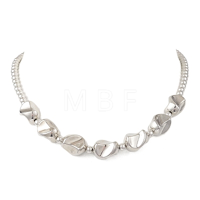 CCB Plastic Nuggets and Round Beaded Necklaces for Women NJEW-JN05754-1