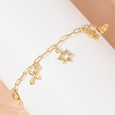 Brass Charm Bracelets BJEW-F545-01D-G-1