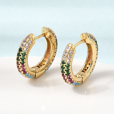 Brass Micro Pave Cubic Zirconia Hoop Earrings KK-CBA8324-24G-1