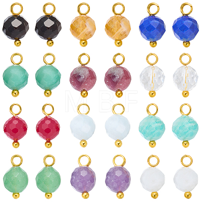 24Pcs 12 Styles Natural Gemstone Birthstone Pendants PALLOY-SW00109-1