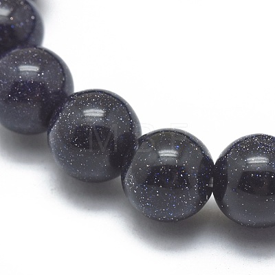 Synthetic Blue Goldstone Beads Stretch Bracelets BJEW-G617-01B-02-1