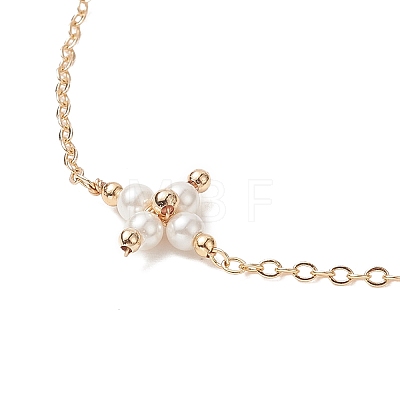 Shell Pearl Beaded Cross Link Anklets AJEW-AN00535-1
