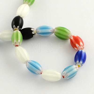 Oval Handmade Millefiori Glass Beads Strands X-LK-R004-85-1