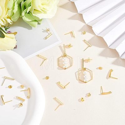 Brass Stud Earring Findings KK-FH0003-77-1