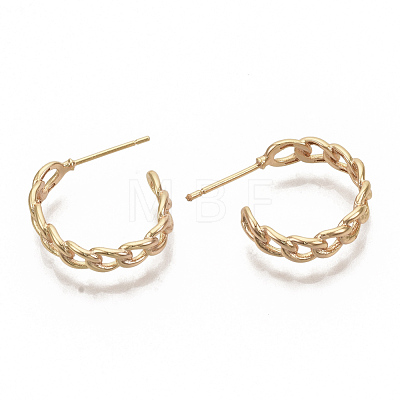Semicircular Brass Stud Earrings KK-T050-54G-NF-1