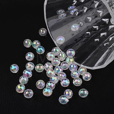 Faceted Eco-Friendly Transparent Acrylic Round Beads X-TACR-K001-8mm-22-1