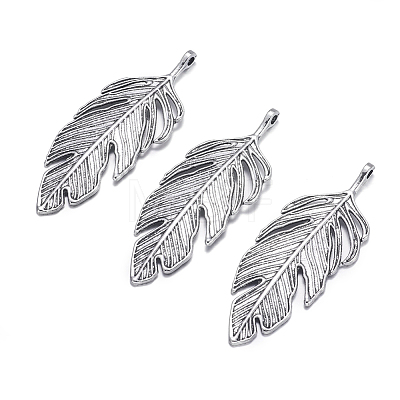 Tibetan Style Alloy Leaf Big Pendants X-PALLOY-A15448-AS-1