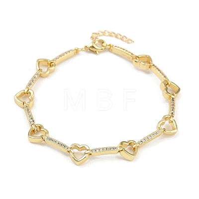 Brass Micro Pave Clear Cubic Zirconia Link Chain Bracelets for Women BJEW-F504-10G-1