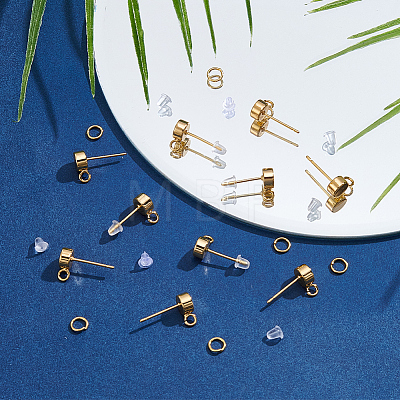 Brass Stud Earring Findings KK-CN0003-42G-1