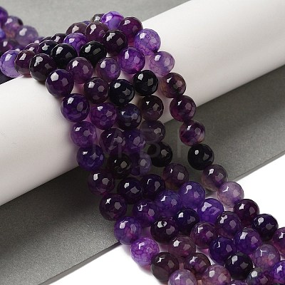 Dyed & Heated Natural Dragon Veins Agate Beads Strands G-P539-A01-18-1