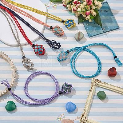 Braided Waxed Cotton Thread Cords Macrame Pouch Necklace Making AJEW-SW00022-13-1