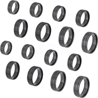 DICOSMETIC 16Pcs 8 Size 316 Stainless Steel Grooved Finger Ring for Men Women RJEW-DC0001-09B-1