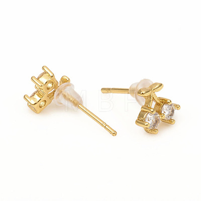 Brass Stud Earrings EJEW-L247-03G-1