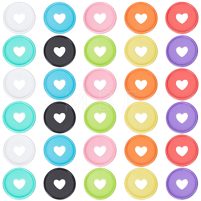 60Pcs 10 Colors Plastic Loose Leaf Ring Round Binder Discs FIND-GF0009-71-1