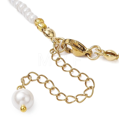 Shell Pearl Bead & Glass Seed Beads Beaded Necklaces NJEW-MZ00076-01-1