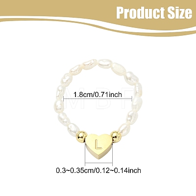 Natural Freshwater Pearl & 304 Stainless Steel Bead Finger Rings RJEW-FS00001-12-1