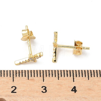 925 Sterling Silver Clear Cubic Zirconia Stud Earrings EJEW-Q032-01D-G-1