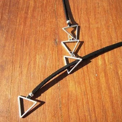 Adjustable Alloy Triangle Imitation Leather Cord Lariat Necklaces WGC01CF-01-1