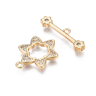 Brass Micro Pave Clear Cubic Zirconia Toggle Clasps KK-Q278-012-NF-1