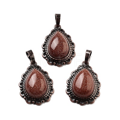 Synthetic Goldstone Teardrop Pendants G-K363-01R-26-1