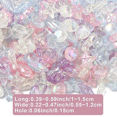 832Pcs 4 Colors Ocean Theme Transparent Acrylic Beads TACR-YW0003-39-1