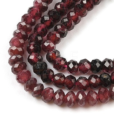 Faceted Rondelle Natural Garnet Bead Strands G-I156-08B-1