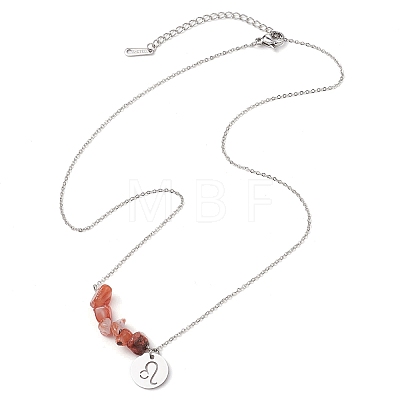 Natural South Red Agate Chip & Constellation Pendant Necklaces NJEW-JN05084-05-1