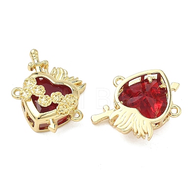 Brass Pave Clear Cubic Zirconia Connector Pendants KK-F933-09A-G-1