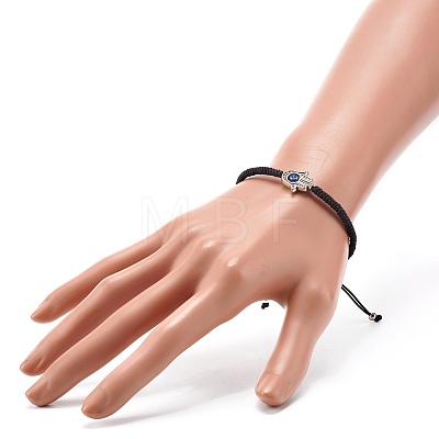 Hamsa Hand /Hand of Miriam with Evil Eye Braided Bead Bracelet for Girl Women BJEW-JB06910-02-1
