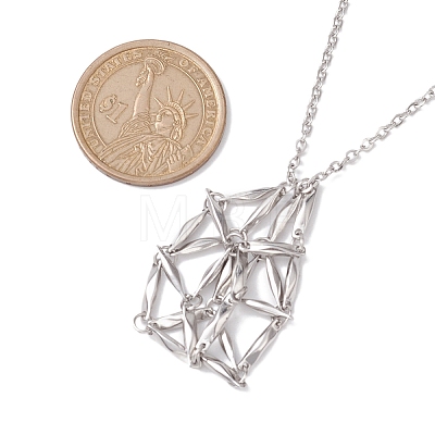 Crystal Stone Cage Pendant Necklaces NJEW-JN04757-03-1