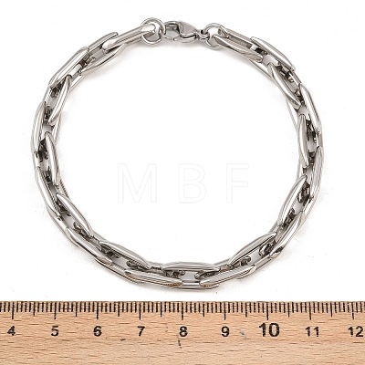 304 Stainless Steel Oval Link Chain Bracelets for Men Women BJEW-G766-06-1