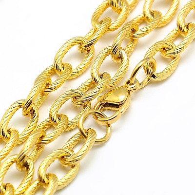 Fashionable 304 Stainless Steel Twisted Grain Cable Chain Necklaces STAS-A028-N077G-1