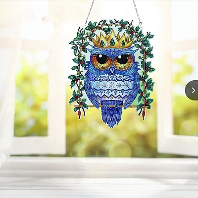 Owl Wreath DIY Diamond Painting Door Window Hanging Decoration Kits PW-WG18875-01-1