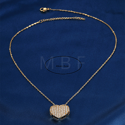 Brass Micro Pave Cubic Zirconia Heart Pendant Necklaces for Women RK4443-1-1