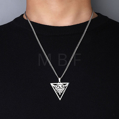 201 Stainless Steel Pendant Necklaces for Man NJEW-Q336-02H-P-1