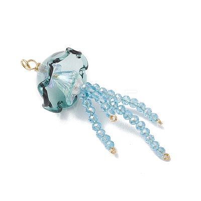 Glass with Acrylic Big Pendants PALLOY-JF04982-02-1