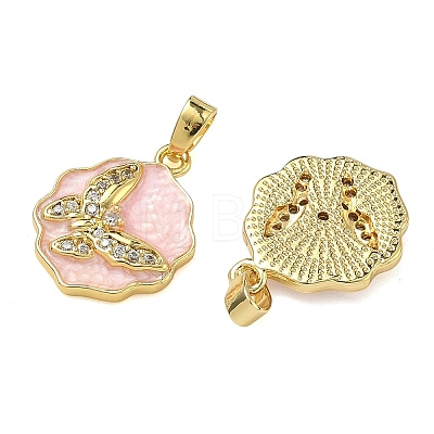 Brass Micro Pave Clear Cubic Zirconia Pendants KK-A294-10G-01-1