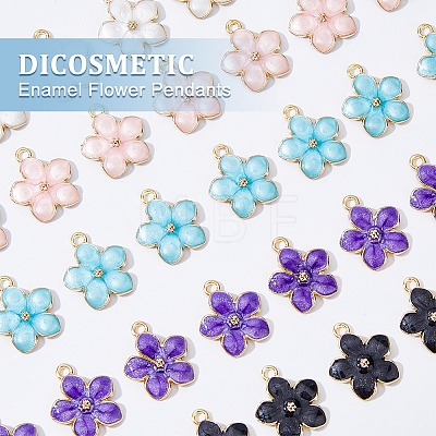 150Pcs 5 Colors Alloy Enamel Pendants ENAM-DC0001-32-1