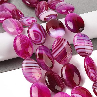 Natural Striped Agate/Banded Agate Beads Strands G-Q182-01-1