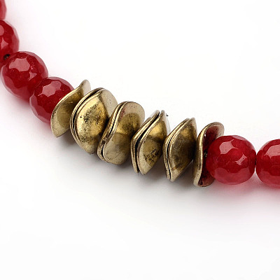 Natural Agate Round Beads Necklace NJEW-L412-02-1