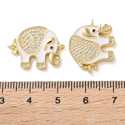 Rack Plating Brass Micro Pave Clear Cubic Zirconia Connector Charms KK-C084-02G-03-1